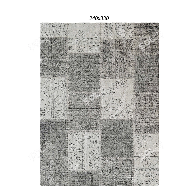 Vintage Patchwork Distressed Rug 3D model image 1