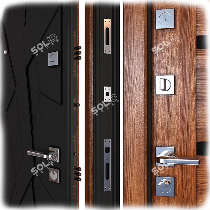 Modern Metal Front Door: Stylish Security Solution 3D model image 2