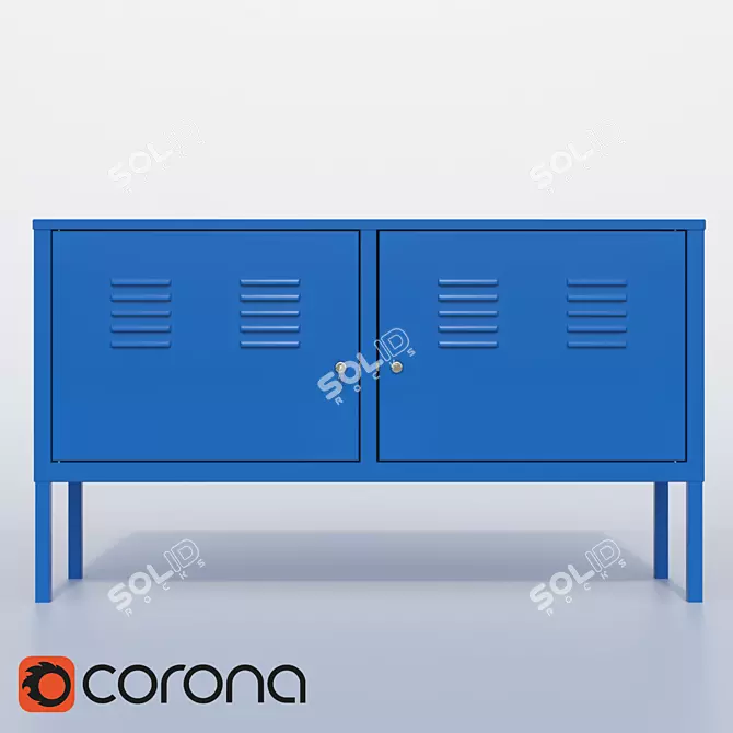 Functional Scandinavian Blue Cabinet 3D model image 1