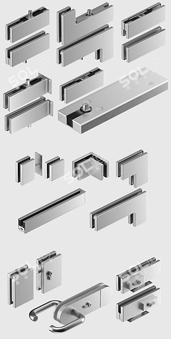 Transparent Elegance: Glass Partitions & Doors 3D model image 2