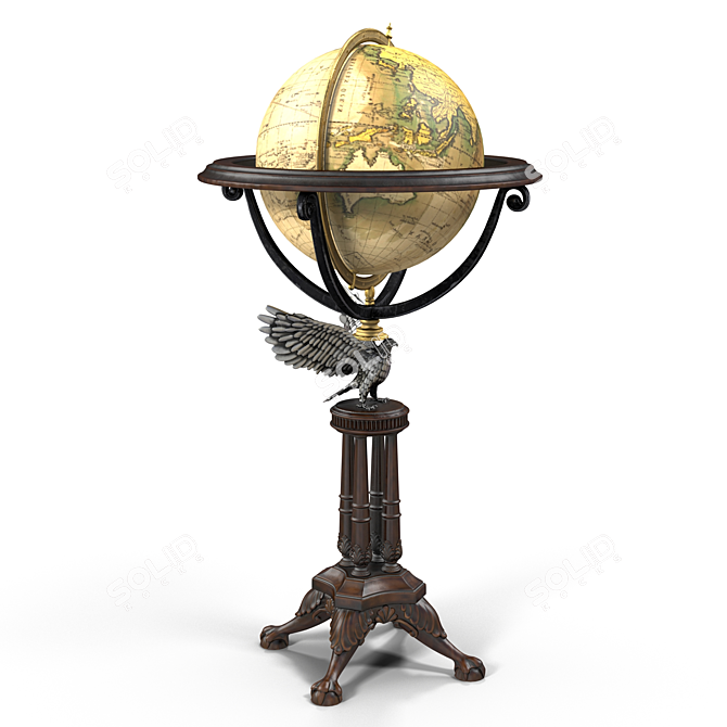Vintage World Globe 3D model image 3