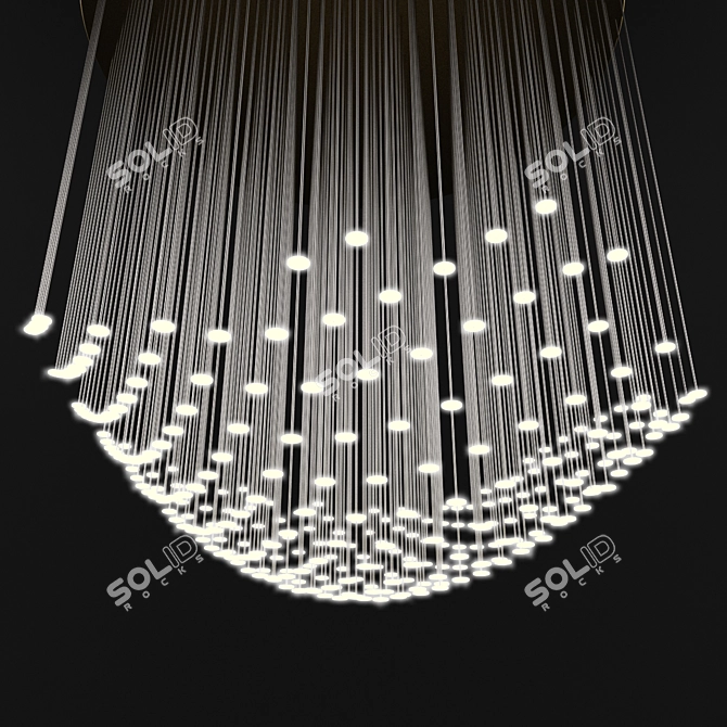 Sleek Glass Modern Chandelier 3D model image 2