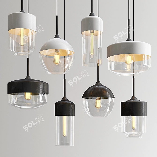 Elegant Amber Pendant Lights 3D model image 1