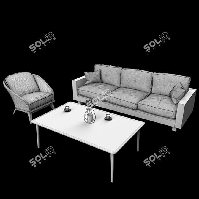 Modern Leather Sofa - FBX & OBJ Files 3D model image 3