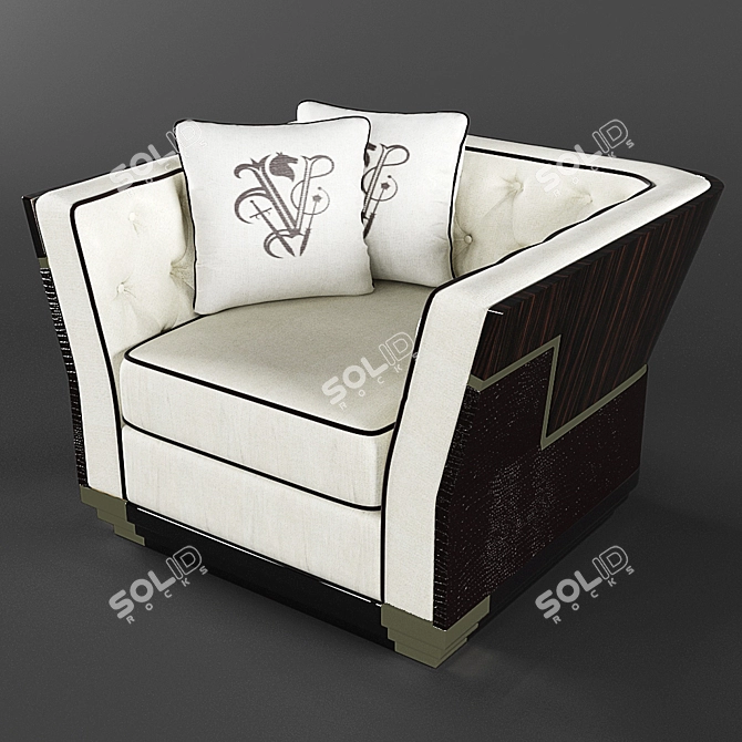 Luxury Berry Capitonne Armchair: Visionnaire Elegance 3D model image 1