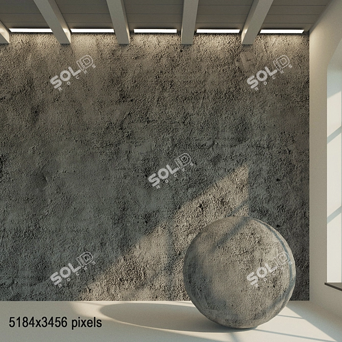 Vintage Concrete Wall. Old & Rough 3D model image 1