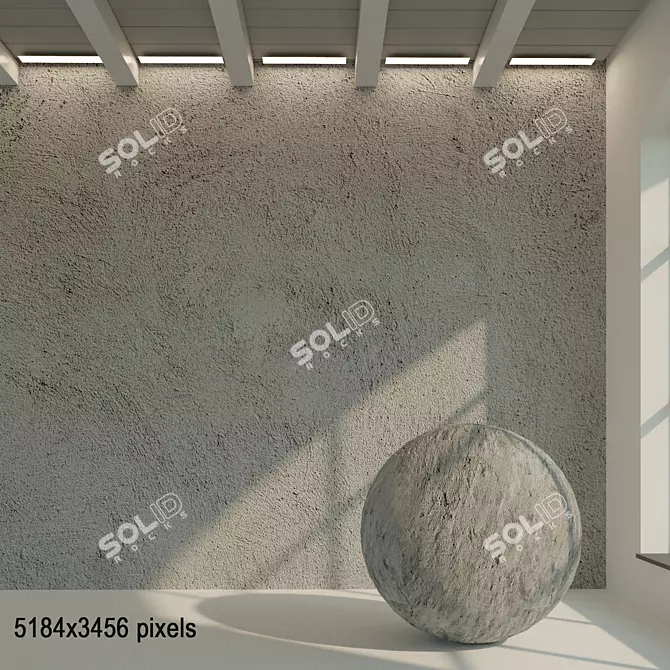 Title: Aged Concrete Wall with Rough Plaster 3D model image 1