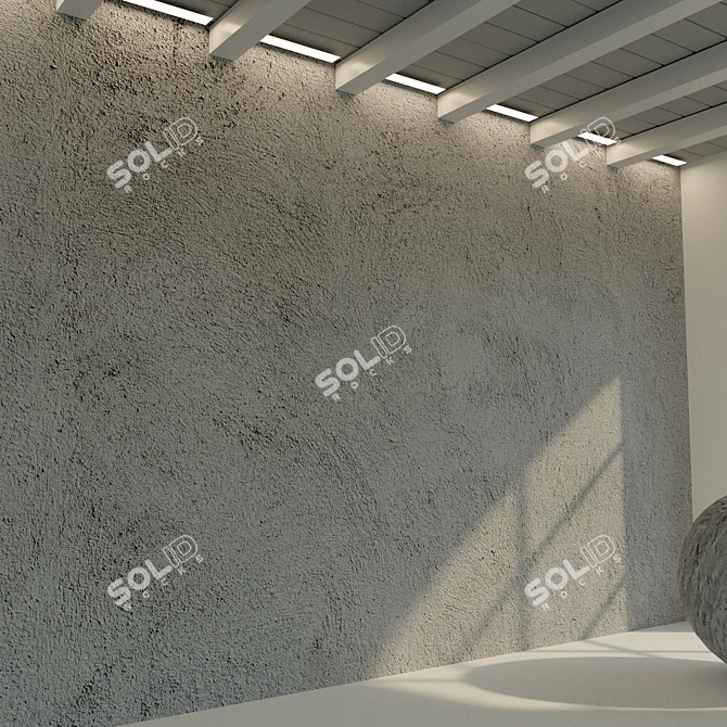 Title: Aged Concrete Wall with Rough Plaster 3D model image 2