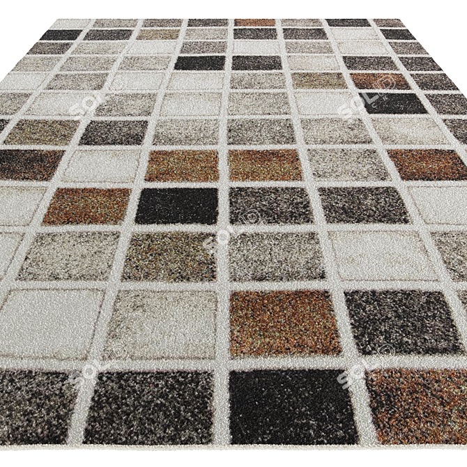 Rustic Grid Boston Rug 3D model image 2