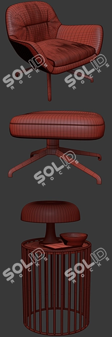 Luxury Minotti Jensen Armchair Set with Carpet 3D model image 3