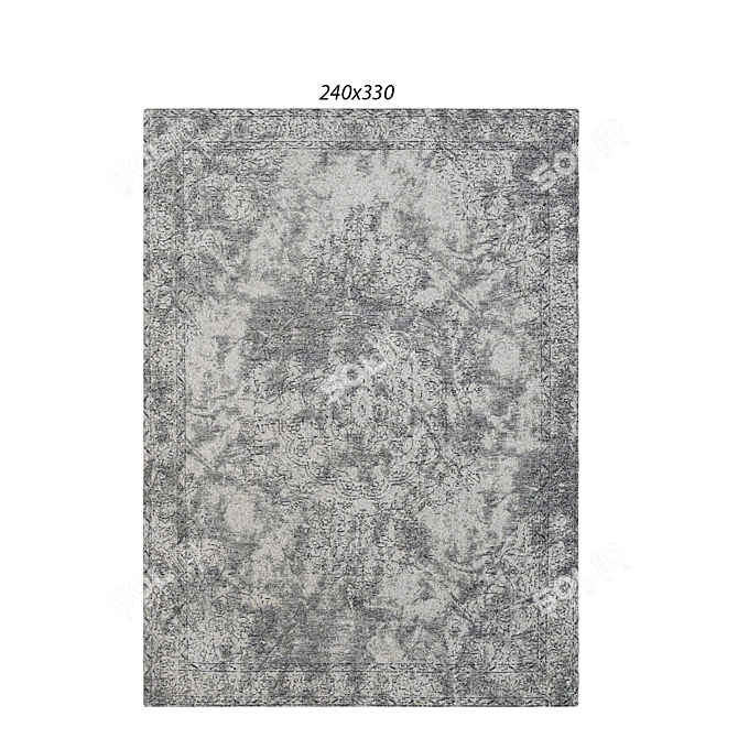 Elegant Distressed Medallion Rug 3D model image 1