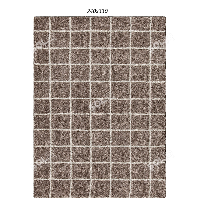 Nordic Grid Rug: A Modern Scandinavian Charm 3D model image 1