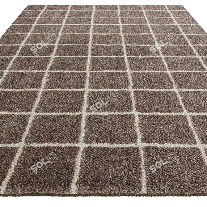 Nordic Grid Rug: A Modern Scandinavian Charm 3D model image 2