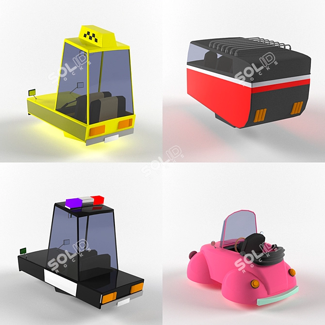 Title: Low-Poly Toy Transport Collection 3D model image 3