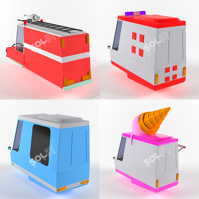 Low Poly Toy Transport Collection 3D model image 3