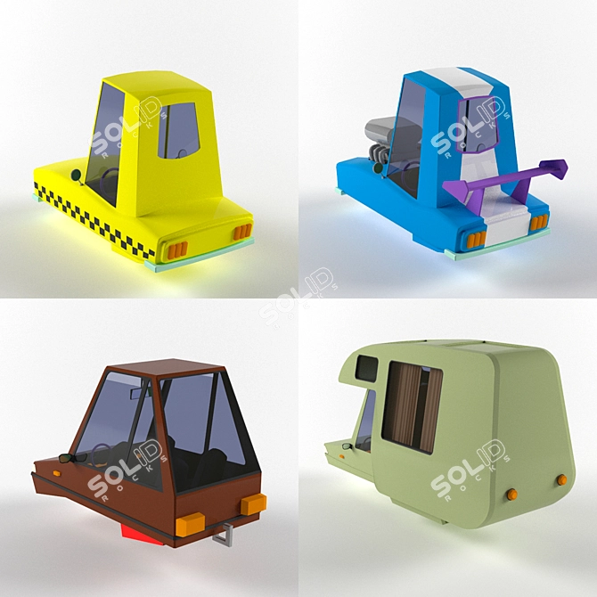 Poly Toy Transport: Taxi, Car, Camper, Sports Car 3D model image 3