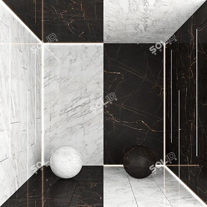 Elegant Monochrome Marble Collection 3D model image 1