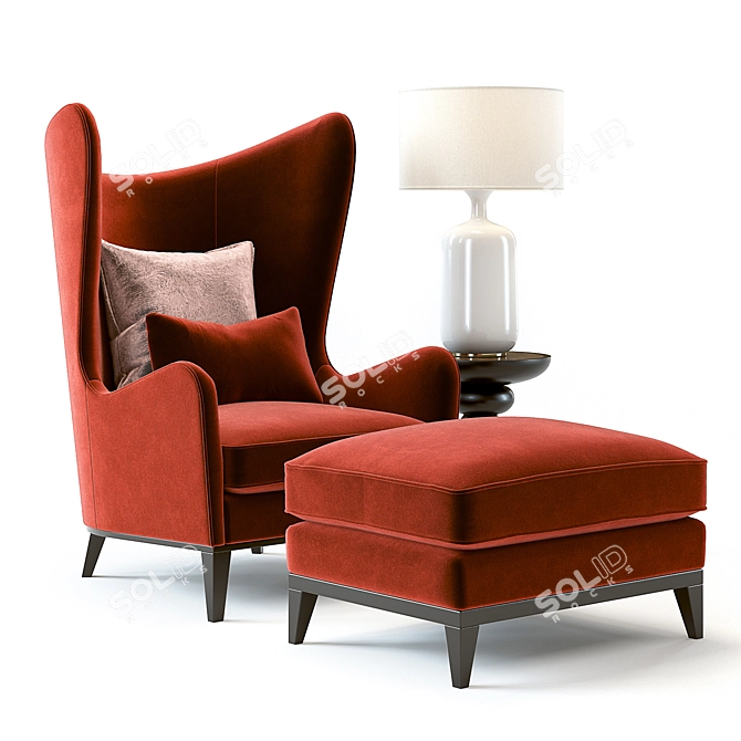 Monroe Red Armchair: High-Detail 3D Set 3D model image 1