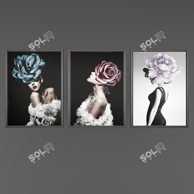 Contemporary Paintings: Set of 6 with 4 Frame Options 3D model image 2