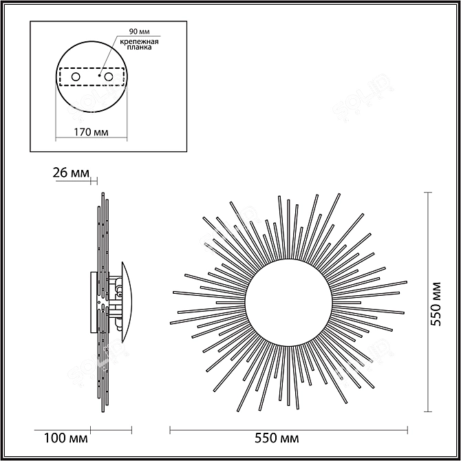 Golden Wall Light: Odeon Light Sole - Elegant Illumination 3D model image 3