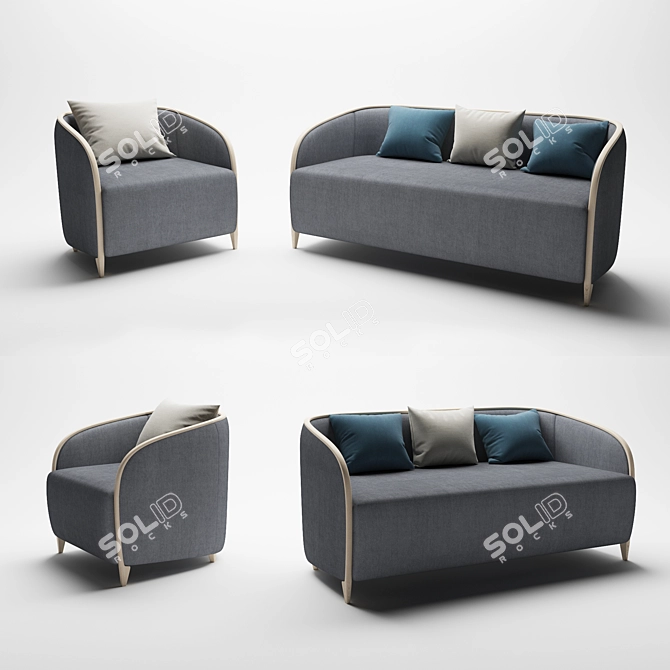 Elegant Bross Brig Armchair 3D model image 1