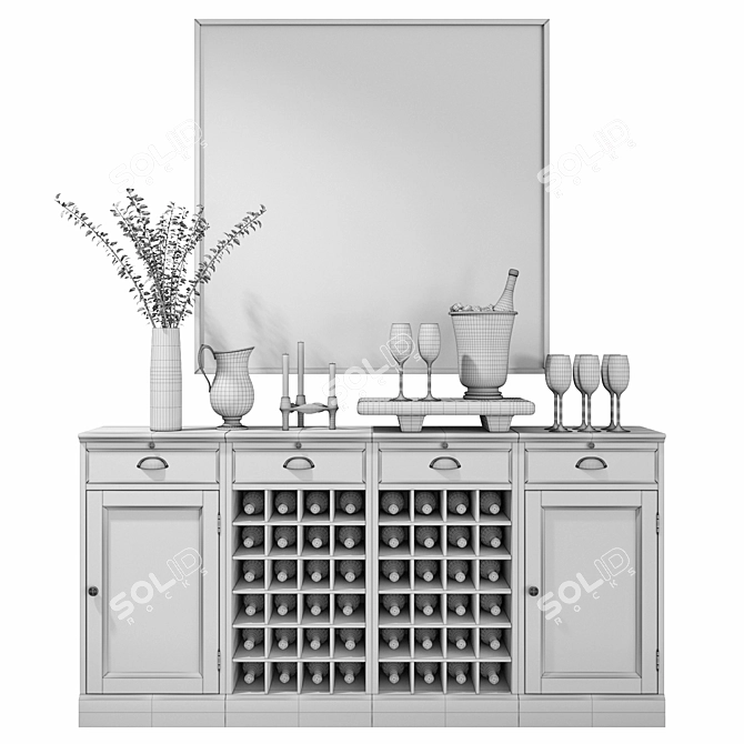 Title: Modular Bar Buffet: Stylish and Functional 3D model image 2