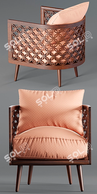 Elegant Arabesque Armchair 3D model image 2