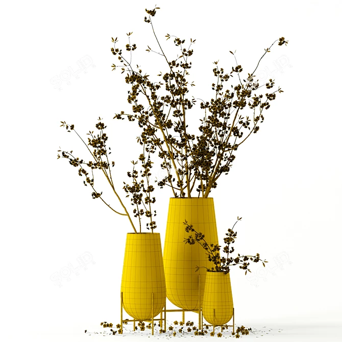 Echasse Vases with Cherry Blossoms 3D model image 3