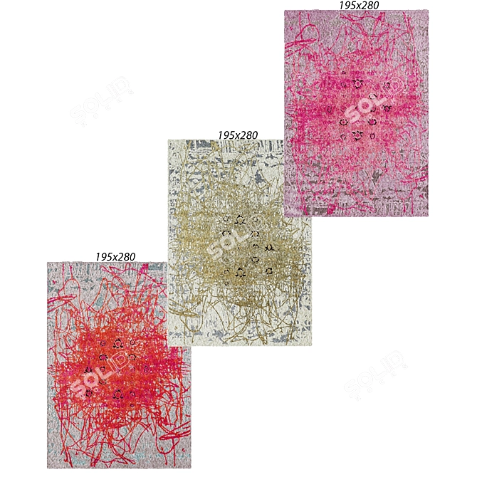 Elegant Antigua Rectangular Carpet 3D model image 1