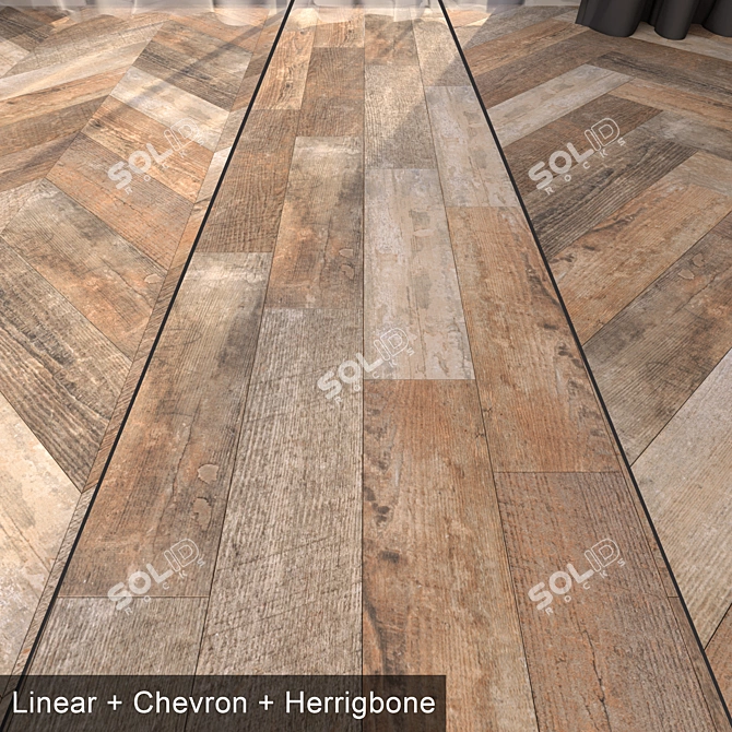 Parquet Floor Set - HD Textures for Linear, Herringbone & Chevron Designs 3D model image 1