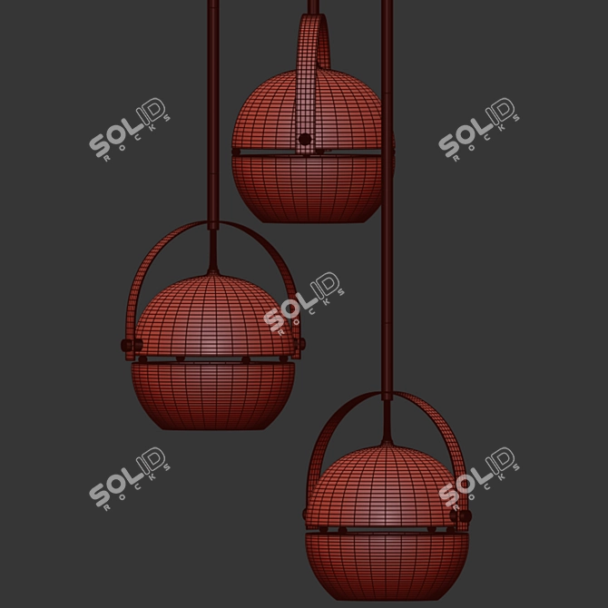 Chrome Sphere Pendant Chandelier 3D model image 2