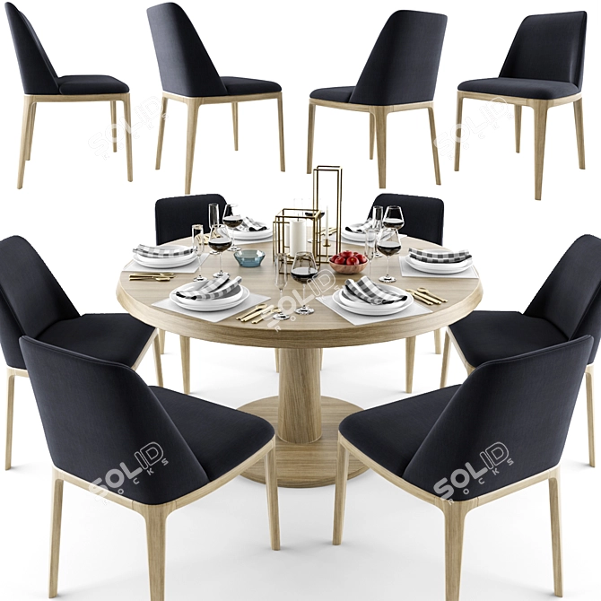 Grace Armless Chair Dining Set 3D model image 1