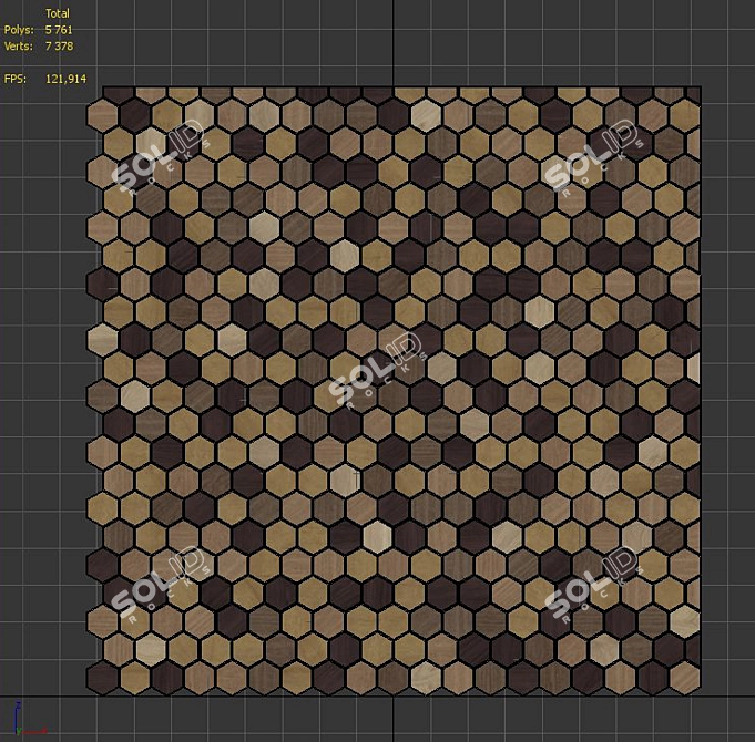 HexaWood Pixel Panels: Unique Geometric Wall Decor 3D model image 3