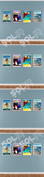 Modern Wall Art Set with Frame Options 3D model image 3