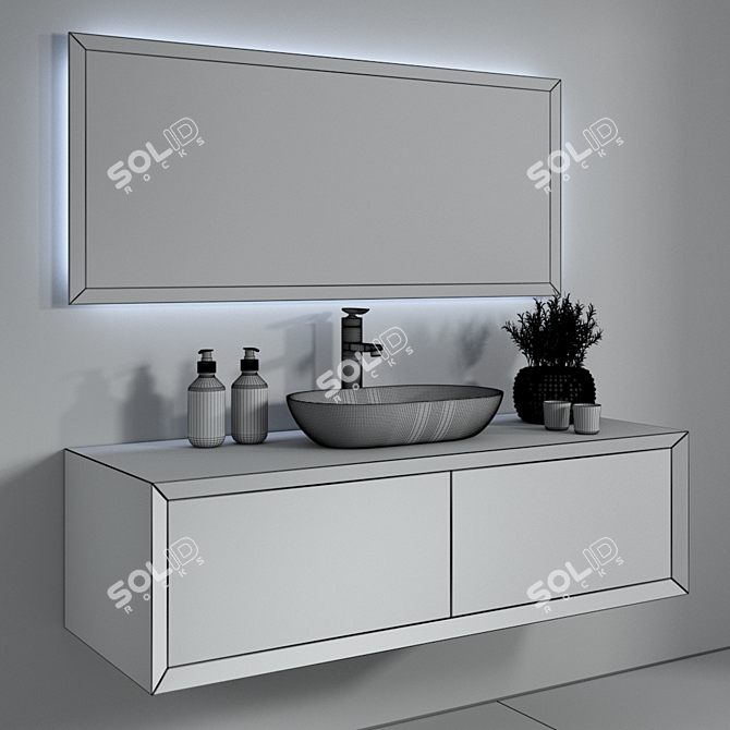 Sleek Bathroom Furniture Set 3D model image 3