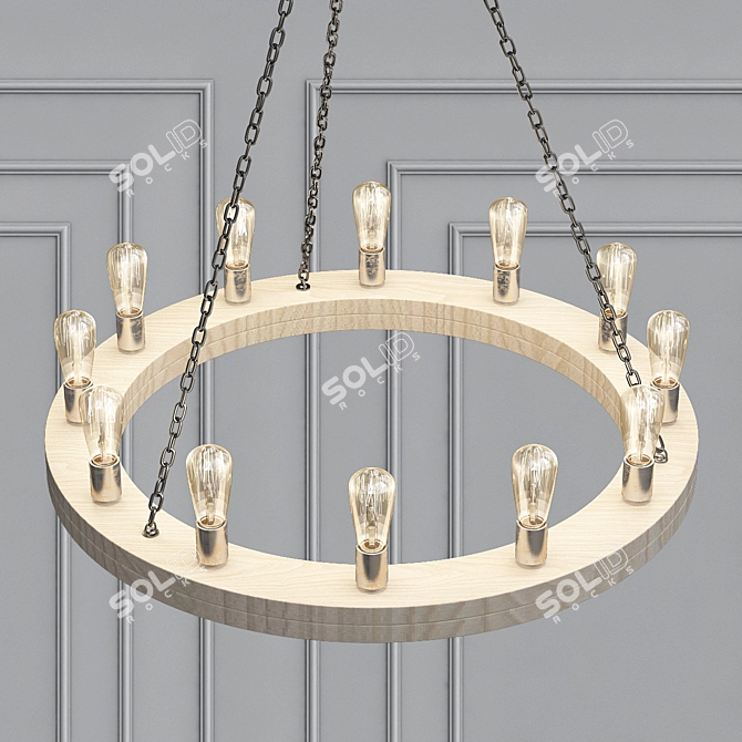 Geoffrey Small: Elegant Wood and Metal Chandelier 3D model image 2