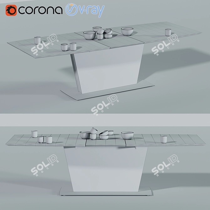 Modern Milano Dining Table: Stylish and Expandable 3D model image 2