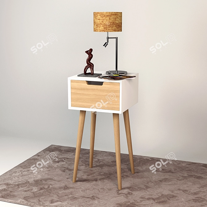 Elegant Nightstand Set 3D model image 1