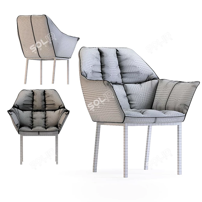 Thinktank Brown Armrest Chair 3D model image 2