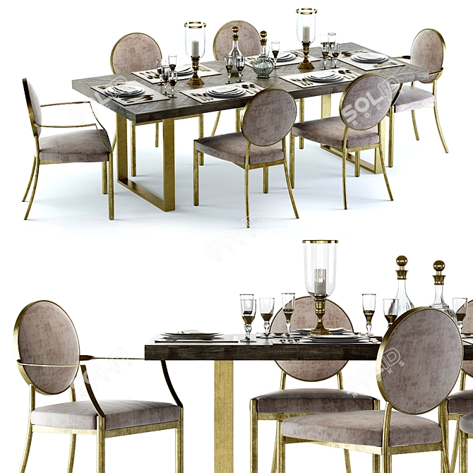 Elegant Eichholtz Melchior Dining Set 3D model image 1