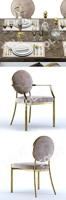 Elegant Eichholtz Melchior Dining Set 3D model image 2