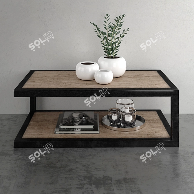 Modern Rectangular Coffee Table 3D model image 2
