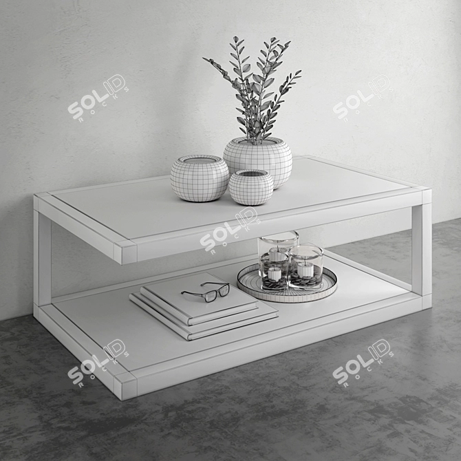 Modern Rectangular Coffee Table 3D model image 3