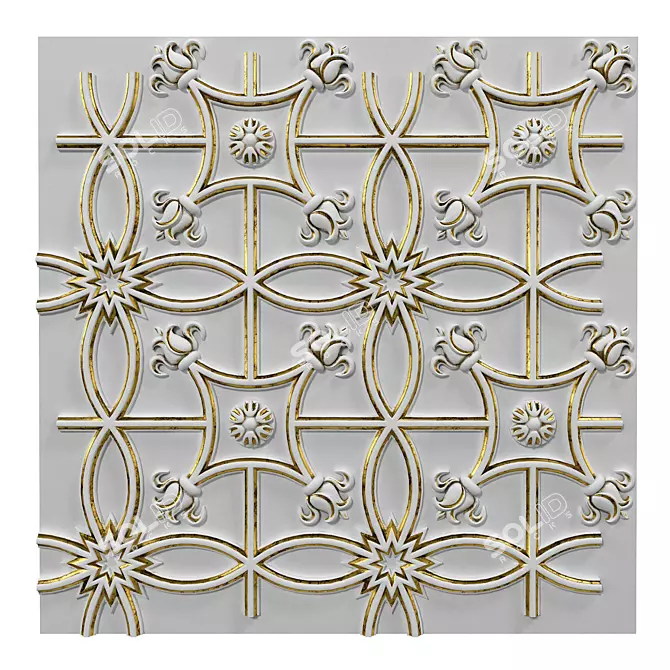 Elegant Ceiling Molding №642 3D model image 1