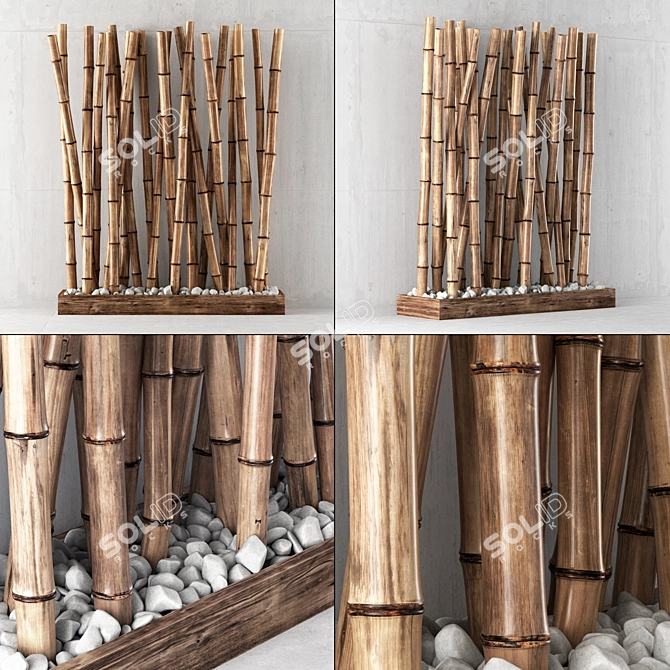 Bamboo Zen Decor with Pebbles 3D model image 1