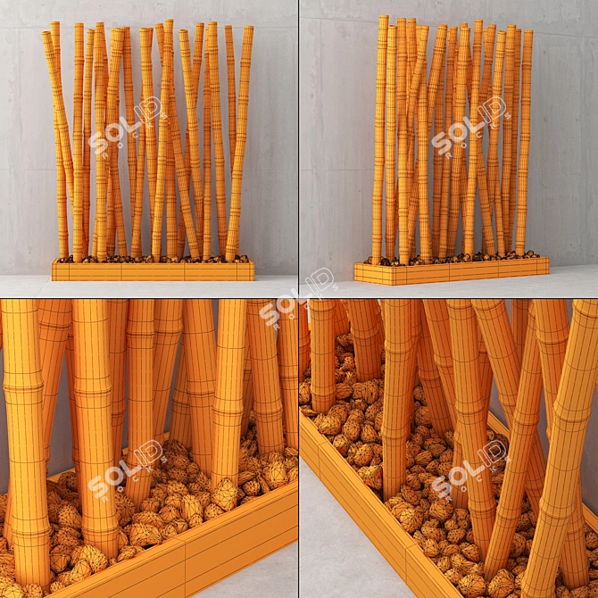 Bamboo Zen Decor with Pebbles 3D model image 3