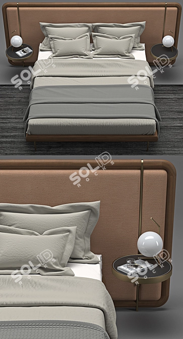 Elegant 3D Bed Model 3D model image 2