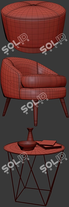 Modern Haiku Armchair Set 3D model image 3