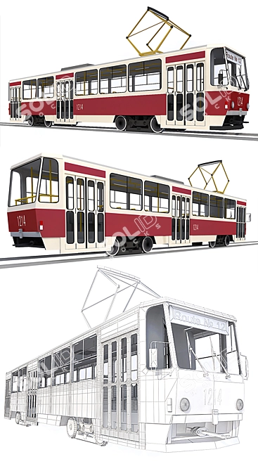 Tatra T6B5 Tram Car Model Kit 3D model image 2