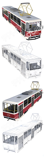 Tatra T6B5 Tram Car Model Kit 3D model image 3